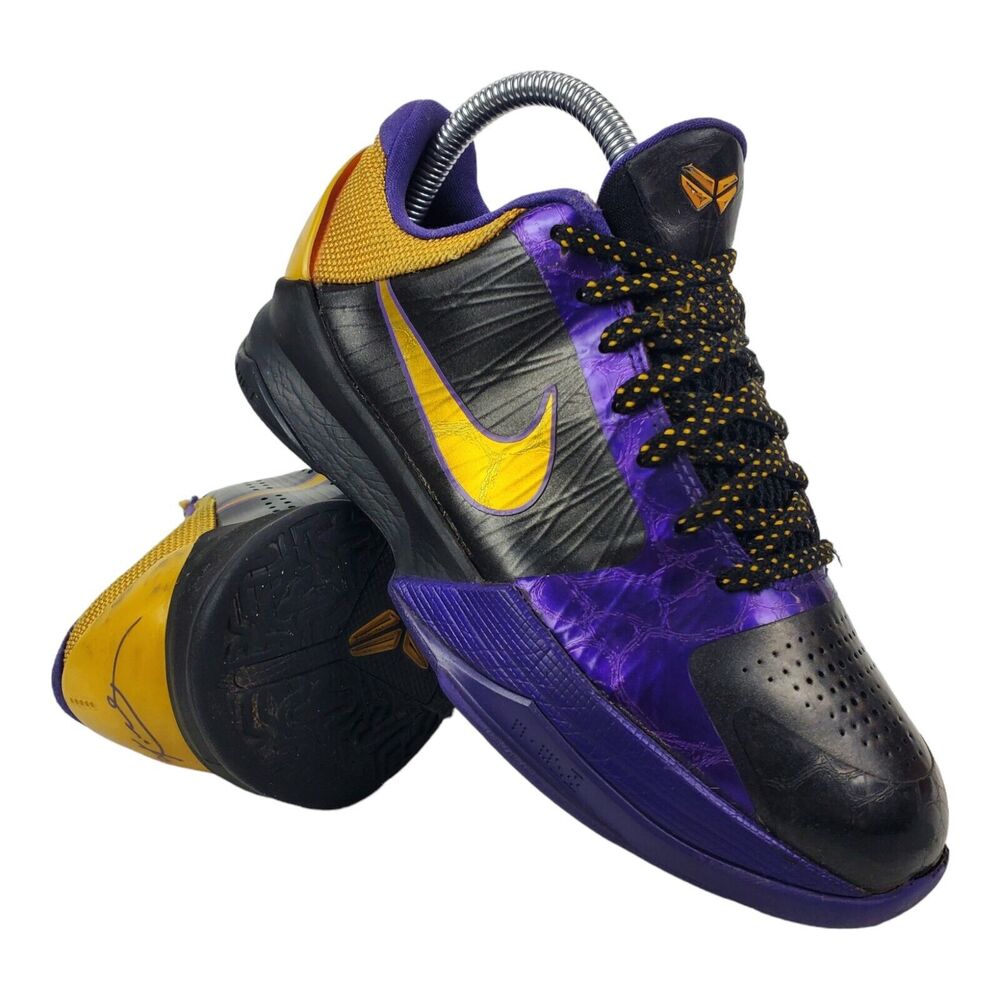 NIKE Zoom KOBE 5 GS KIDS Size 4.5Y Black LAKERS Basketball Sneaker 386647-071